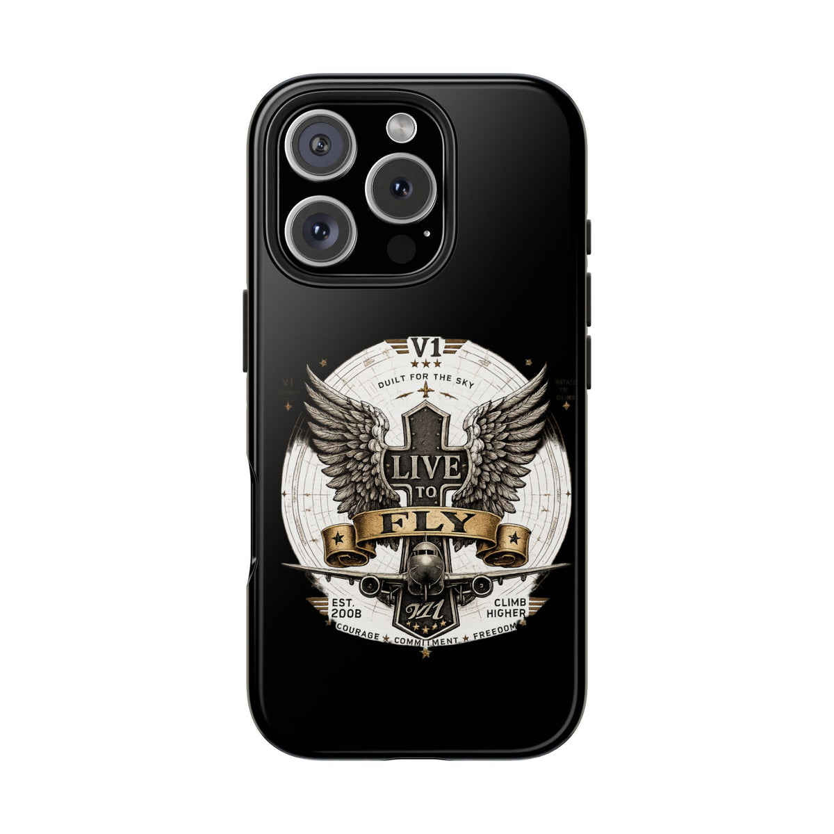 Live to Fly Tough Phone Case — Winged Shield Protective iPhone Cover