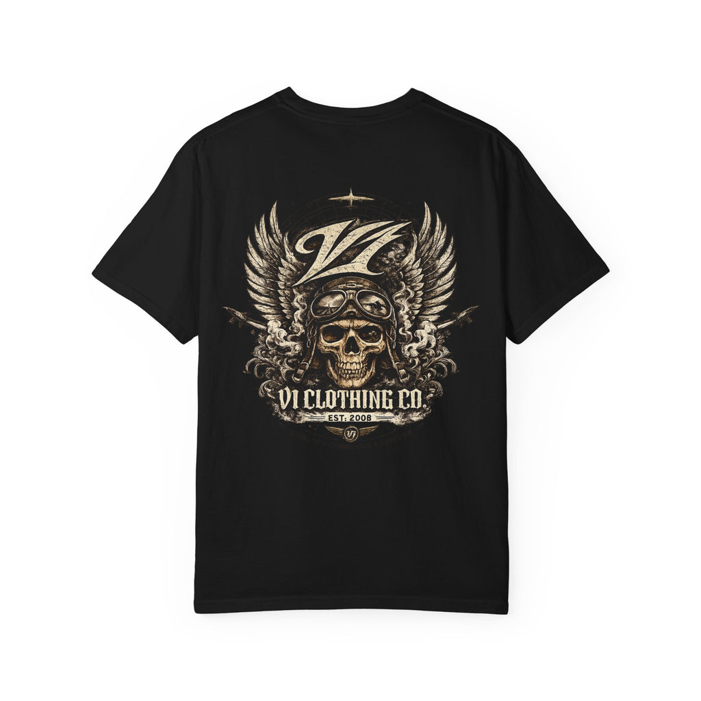 Skull Pilot Graphic T-Shirt — V1 Clothing Co. Vintage Aviator Tee