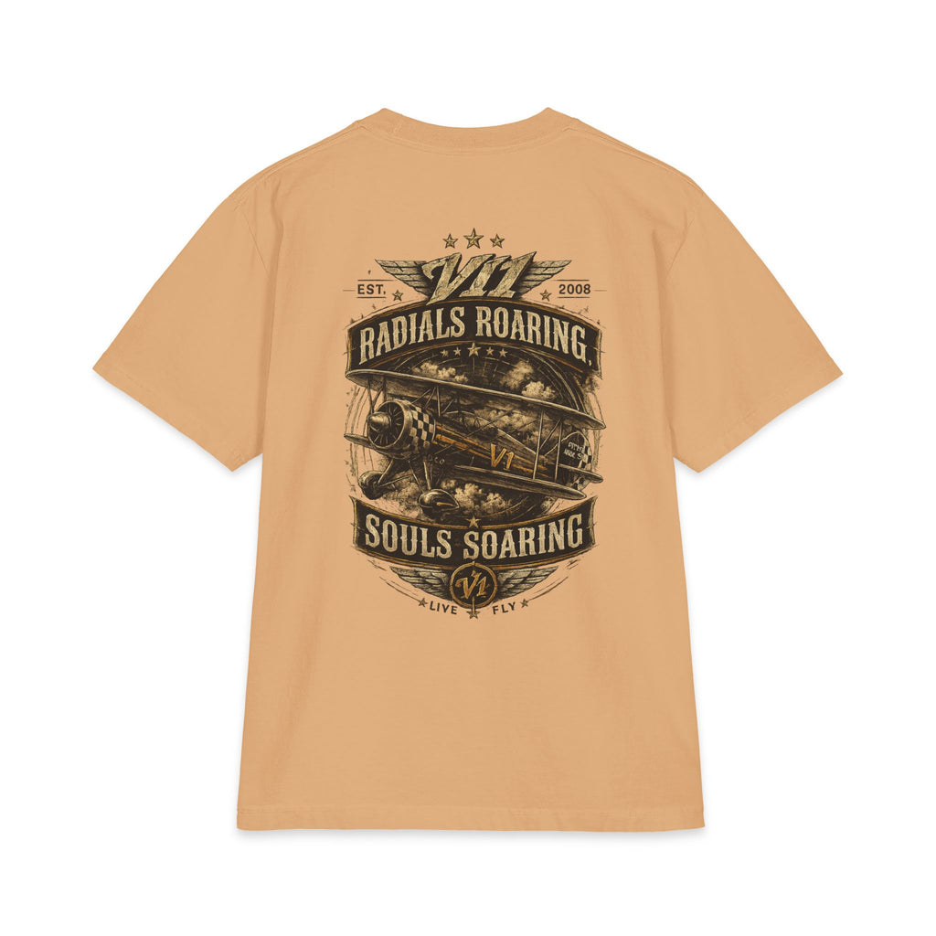Aviation Retro T-Shirt — "Radials Roaring Souls Soaring" Vintage Plane Graphic