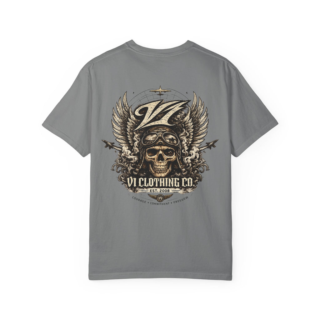 Skull Pilot Graphic T-Shirt — V1 Clothing Co. Vintage Aviator Tee