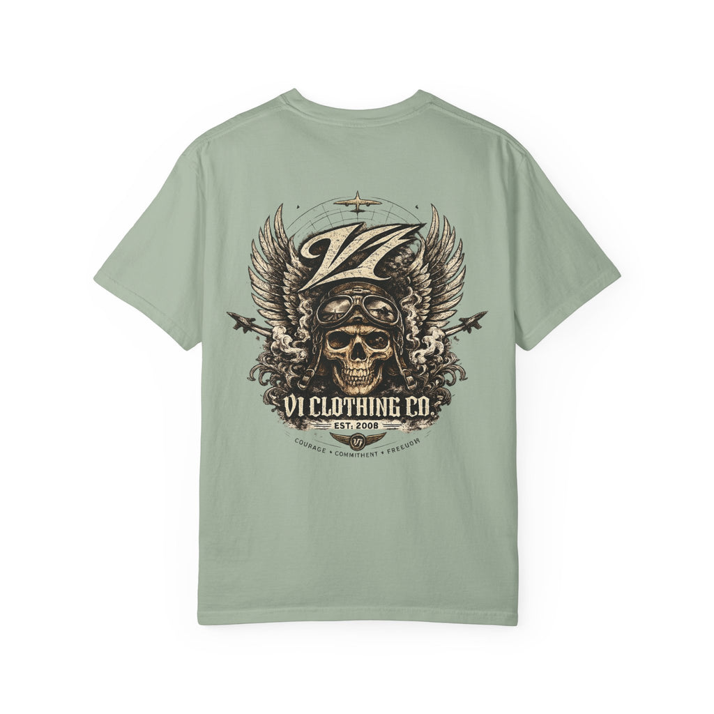 Skull Pilot Graphic T-Shirt — V1 Clothing Co. Vintage Aviator Tee
