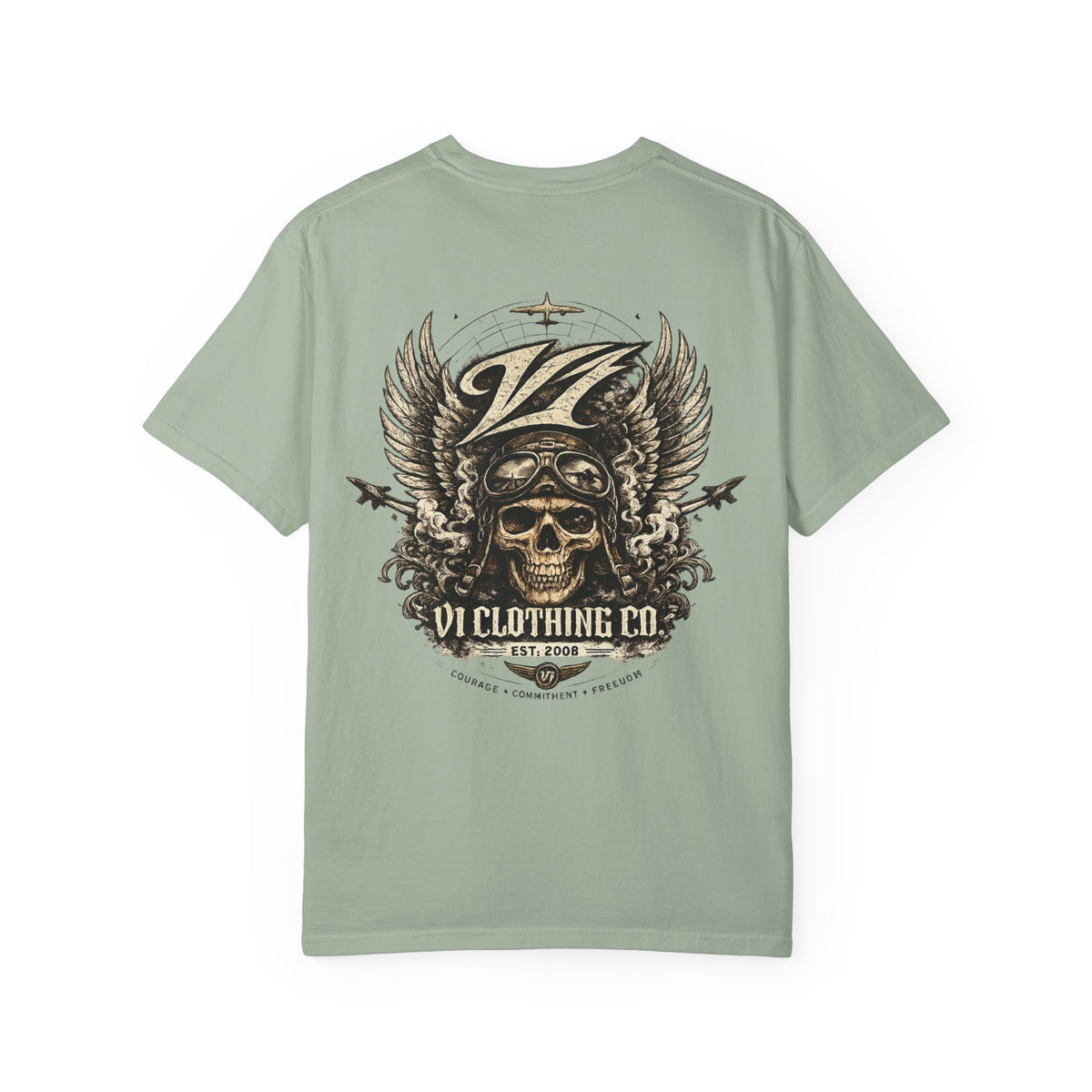 Skull Pilot Graphic T-Shirt — V1 Clothing Co. Vintage Aviator Tee