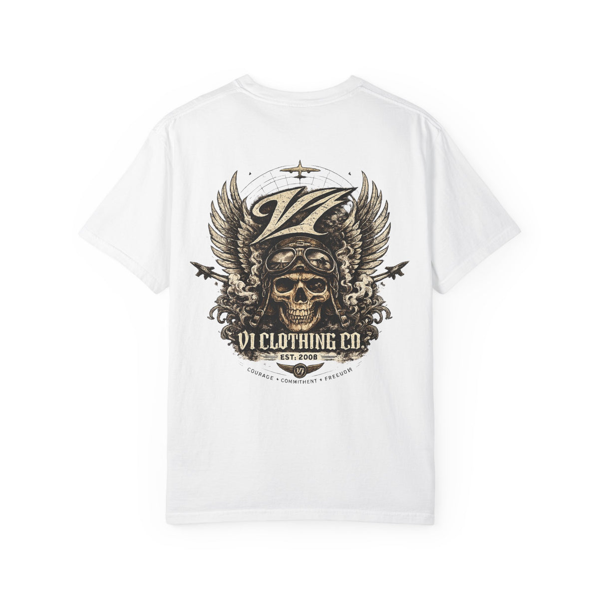 Skull Pilot Graphic T-Shirt — V1 Clothing Co. Vintage Aviator Tee