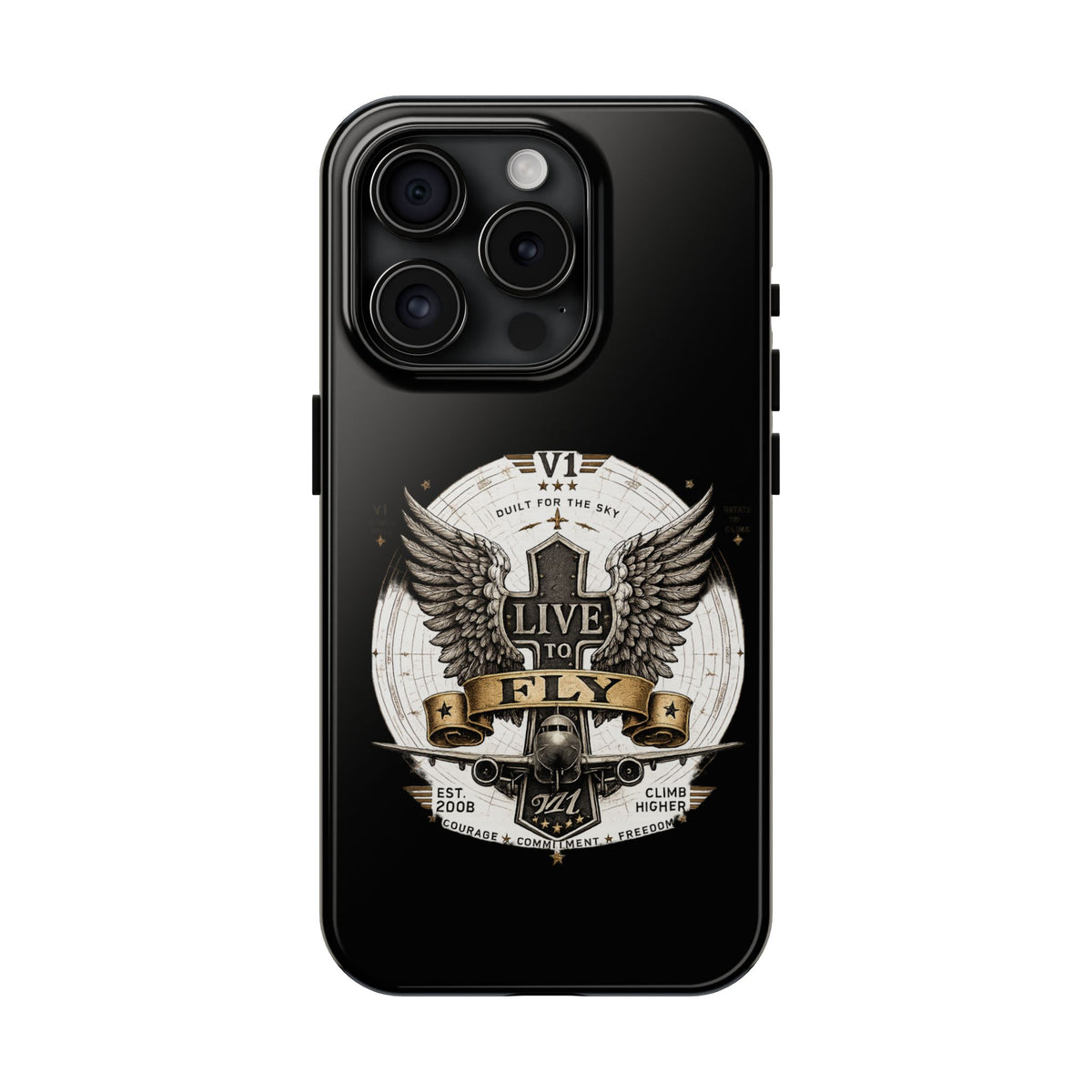 Live to Fly Tough Phone Case — Winged Shield Protective iPhone Cover
