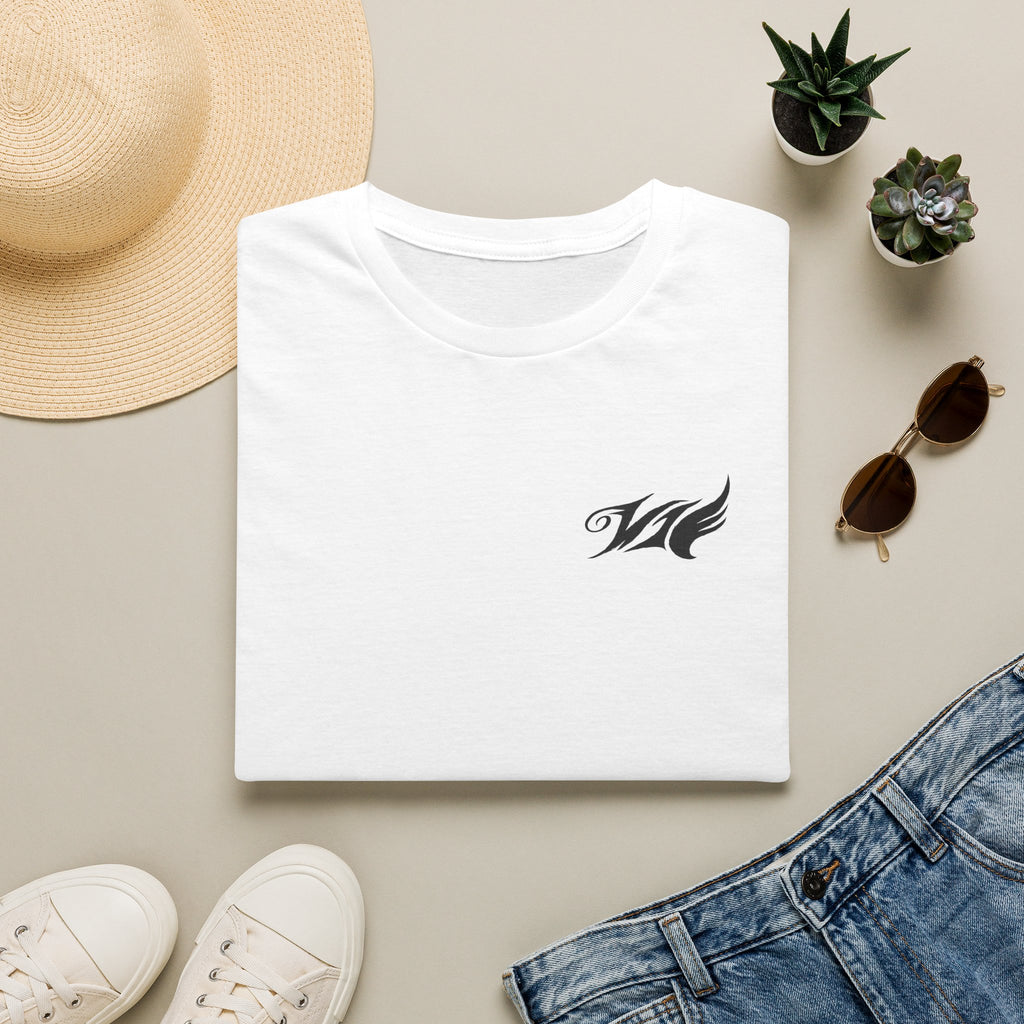 Wave Emblem T-Shirt — Small Left-Chest 'W' Logo Casual Tee