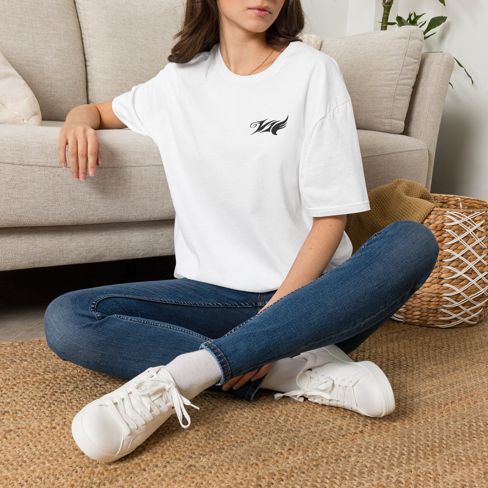 Wave Emblem T-Shirt — Small Left-Chest 'W' Logo Casual Tee