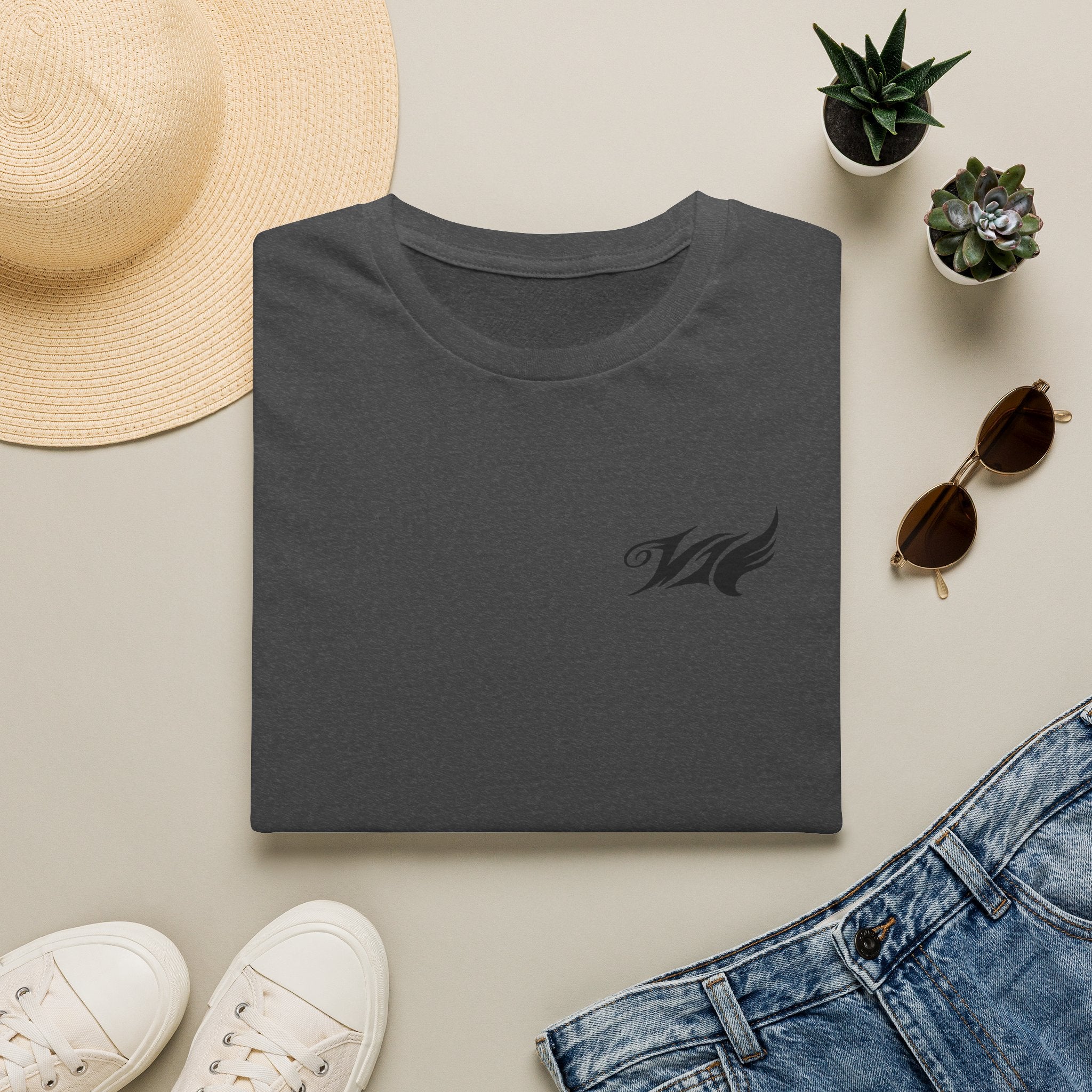 Wave Emblem T-Shirt — Small Left-Chest 'W' Logo Casual Tee